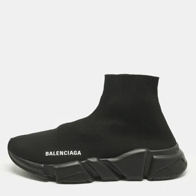 Pre-owned Balenciaga Black Knit Fabric Speed Trainer Sneakers Size 37