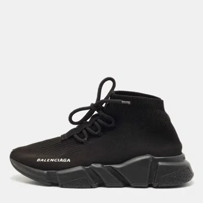 Pre-owned Balenciaga Black Knit Fabric Speed Trainer Sneakers Size 38