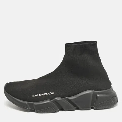 Pre-owned Balenciaga Black Knit Fabric Speed Trainer Sneakers Size 39