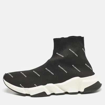Pre-owned Balenciaga Black Knit Fabric Speed Trainer Sneakers Size 40