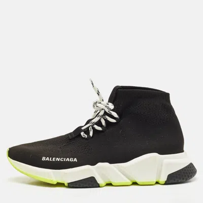 Pre-owned Balenciaga Black Knit Fabric Speed Trainer Sneakers Size 40