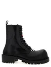 Balenciaga Black Leather Hummer Lace-up Ankle Boots In Black