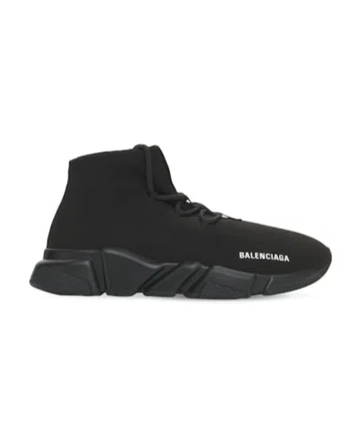 Balenciaga Speed Knit Lace-up Mid-top Trainers In Black