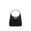Balenciaga Bb Soft Lambskin Leather Hobo Bag In Black
