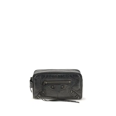 Balenciaga Black Lamb Ovis Aries Aries Wallet In Gray