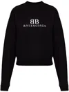 Balenciaga Logo Knitwear Sweater With Ribbed Accents In Black