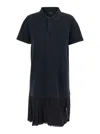 Balenciaga Black Layered Dress With Polo Shirt Style Collar And Safety Pin Detail In Cotton Woman In Black