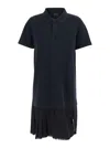 Balenciaga Black Layered Dress With Polo Shirt Style Collar And Safety Pin Detail In Cotton Woman In Black
