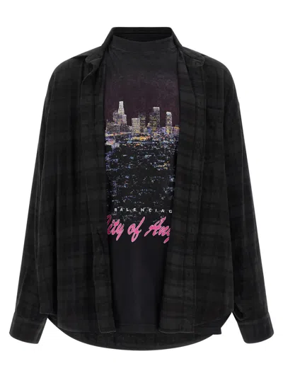 BALENCIAGA BLACK LAYERED SHIRT