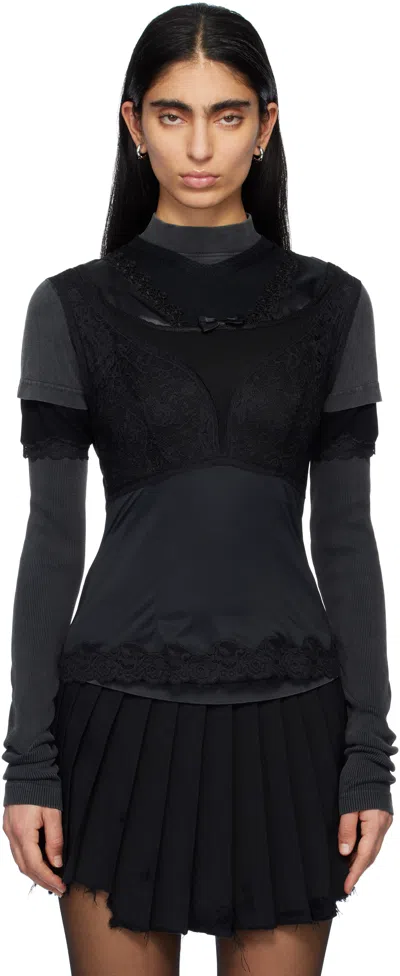 Balenciaga Black Layered Top In 1000 Black