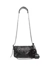 Balenciaga Textured Leather Shoulder Bag With Edgy Designpouch In Black