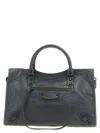 Balenciaga Le City Medium Crinkled Leather Top-handle Bag In Black
