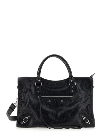 BALENCIAGA BLACK LE CITY MEDIUM SATCHEL BAG