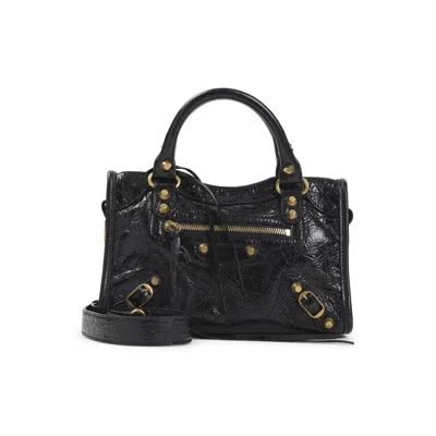 Balenciaga City Mini Shoulder Bag Top Handles Strap In Black