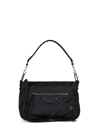 Balenciaga Men Le City Moto Small Shoulder Bag In Black