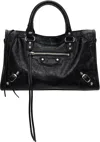 Balenciaga Le City Small Embellished Textured-leather Tote In Black