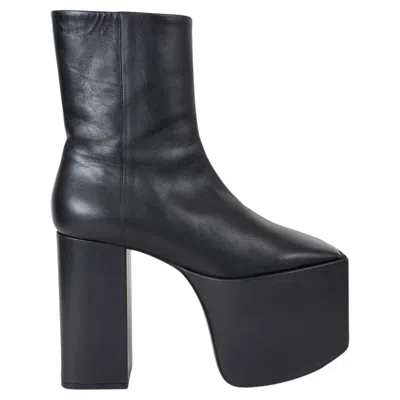 Pre-owned Balenciaga Black Leather 2016 Platform Ankle Boots Shoes 36