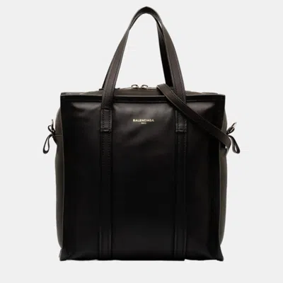 Pre-owned Balenciaga Black Leather Agneau Bazar S Shopper Tote Bag