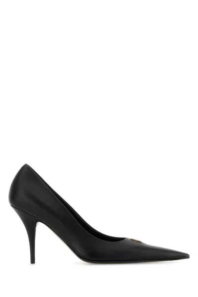 BALENCIAGA BLACK LEATHER AVENUE BB EDITOR 90 PUMPS