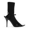 Balenciaga Avenue Sock Black Sandal In Patent Leather And Mesh In Black