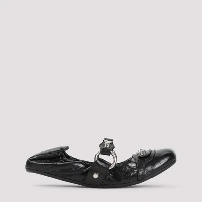 BALENCIAGA BLACK LEATHER BALLET FLATS