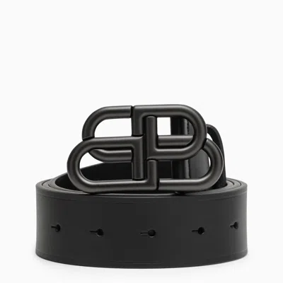 Balenciaga Black Leather Bb Belt