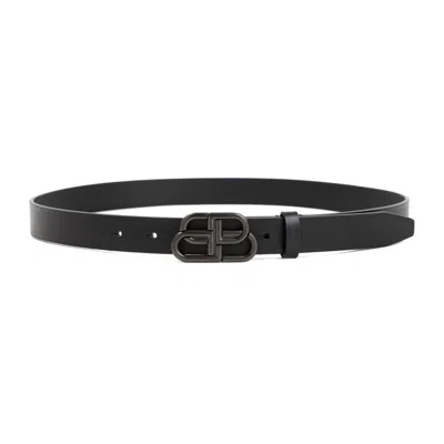 Balenciaga Black Leather Bb Belt
