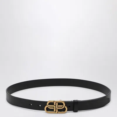 Balenciaga Black Leather Bb Belt Women