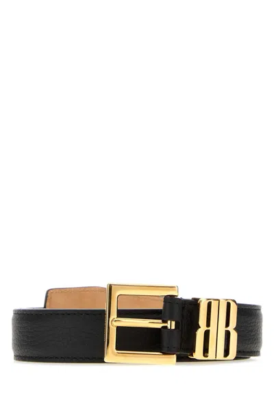 Balenciaga Black Leather Bb Editor Belt