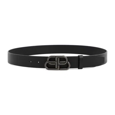 Balenciaga Adjustable Leather Belt With Single Loop In Black