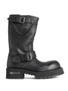 Balenciaga Venom Boots In Worn-out Effect Leather Shoes In Black