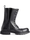 Balenciaga Rugged Leather Ankle Boots With Chunky Sole In Black