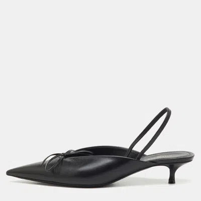 Pre-owned Balenciaga Black Leather Bow Knife Slingback Pumps Size 36