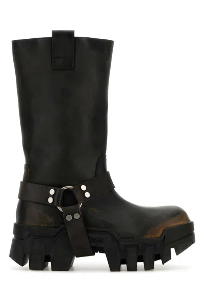 Balenciaga Black Leather Bulldozer Harness Ankle Boots
