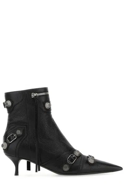 Balenciaga Black Leather Cagole Ankle Boots