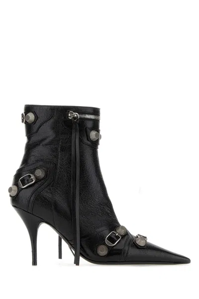 Balenciaga Black Leather Cagole Ankle Boots