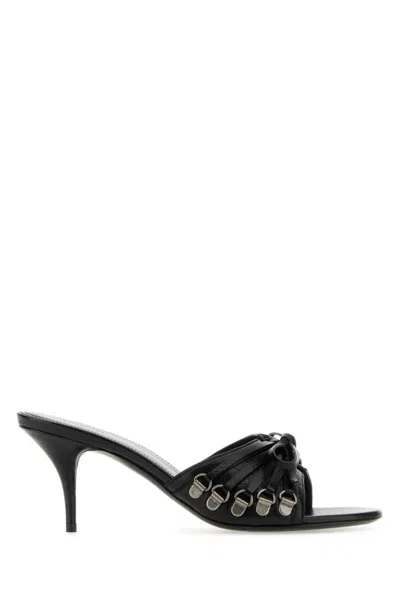 BALENCIAGA BLACK LEATHER CAGOLE HEELS