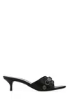 BALENCIAGA BLACK LEATHER CAGOLE MULES