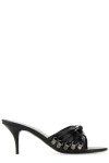 Balenciaga Open Toe Cagole Mules With Lace-up Design 6cm In Black