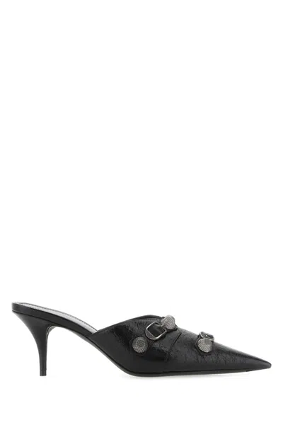 Balenciaga Black Leather Cagole Mules