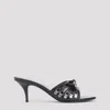 Balenciaga Open Toe Cagole Mules With Lace-up Design 6cm In Blacksilver