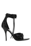 Balenciaga Cagole Leather Sandals Embossed Design