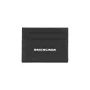 Balenciaga Black Leather Card Holder In Black
