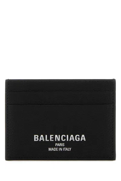 BALENCIAGA BLACK LEATHER CARD HOLDER