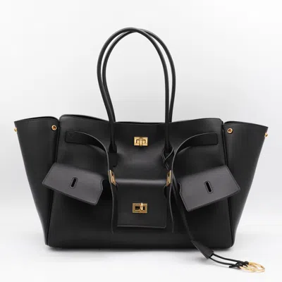 BALENCIAGA BLACK LEATHER CARRY ALL BEL AIR BACKPACK