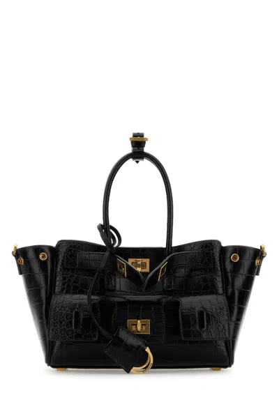 BALENCIAGA BLACK LEATHER CARRY ALL BEL AIR SHOPPING BAG