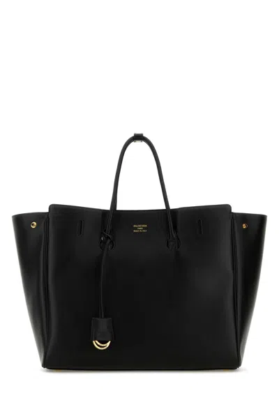 BALENCIAGA BALENCIAGA BLACK LEATHER CARRY ALL HAMPTON SHOPPING BAG