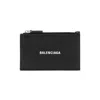 Balenciaga Black Leather Wallet With Logo In Black