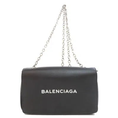 Pre-owned Balenciaga Black Leather Chain/shoulder Wallet ()