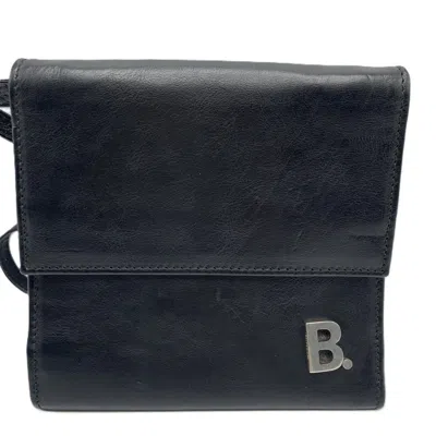 Pre-owned Balenciaga Black Leather Chain/shoulder Wallet ()